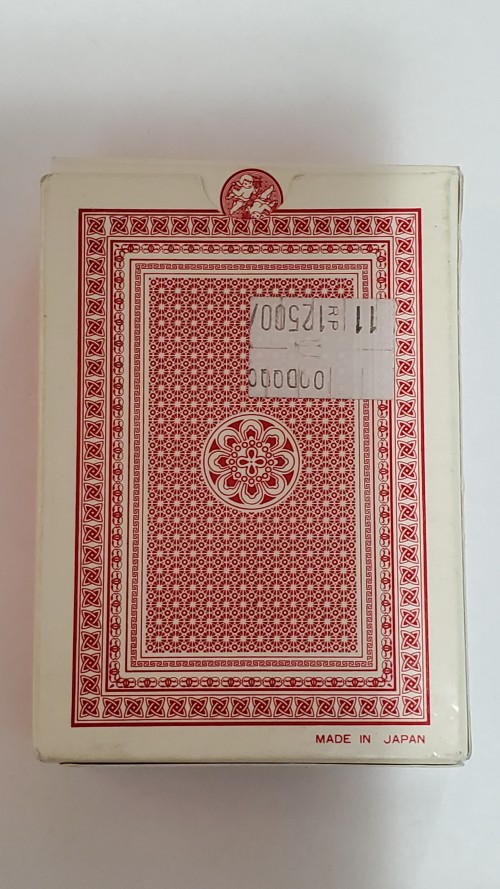 back of red playing cards box